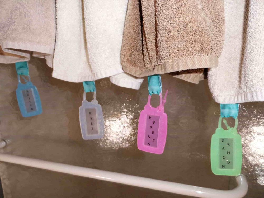 TOWEL TAG id Self personalizing towel name tags
